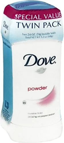 Dove Desodorante antitranspirante invisible sólido, polvo, paquete doble, 5.20 onzas (paquete de 4)