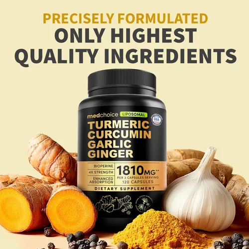 Miniatura 8 de Cúrcuma liposomal, suplementos de curcumina de alta absorción, mezcla sin OMG para comodidad digestiva y apoyo diario, suplemento de cúrcuma