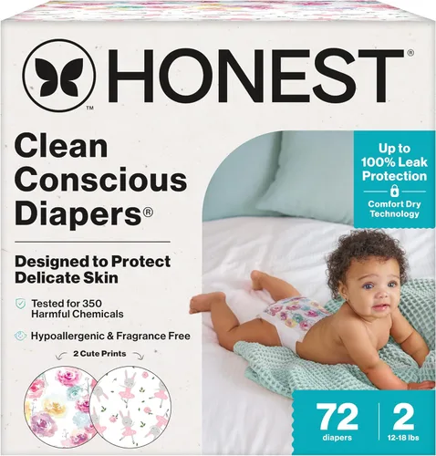 Miniatura 49 de The Honest Company Clean Conscious - Pañales para pieles delicadas, hasta un 100% a prueba de fugas, hipoalergénicos, sin fragancia, género neutro
