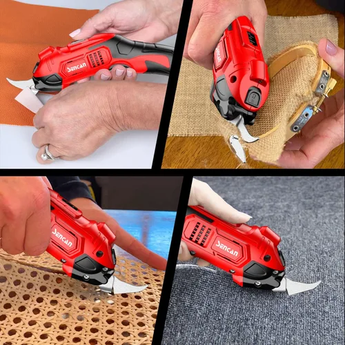 Miniatura 4 de Tijeras eléctricas para cortar tela, cartón y plástico, tijeras inalámbricas de alta resistencia para manualidades de costura y cartón con 2