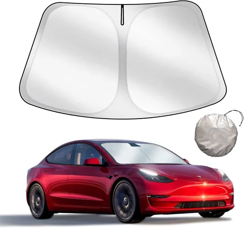 Parasol mejorado, tela de protección UV mejorada, parasol frontal plegable, accesorios personalizados para Tesla Model 3/Y/Y Juniper 2016 a 2026