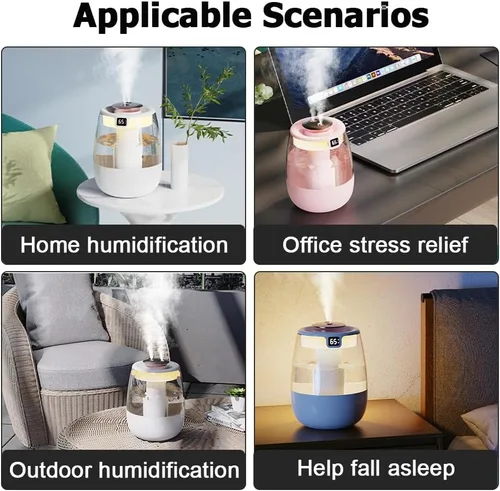 Miniatura 9 de DONGKER Humidificador de doble pulverización, humidificador de pantalla digital USB silencioso de 1 litro con 2 modos de niebla y luz nocturna