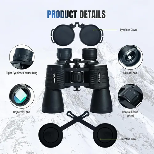 Miniatura 2 de Binoculares de alta potencia de 30 x 50 para adultos, binoculares compactos impermeables con visión de poca luz para observación de aves, caza