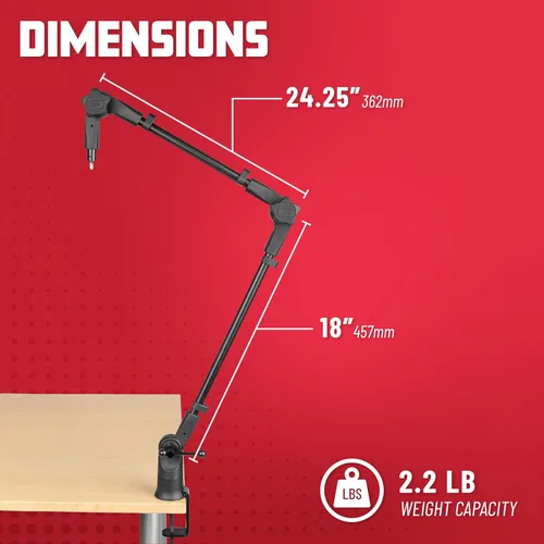 Miniatura 6 de Gator Frameworks - Soporte de micrófono de perfil delgado montado en escritorio con brazo de boom para transmisiones, podcasts, creación