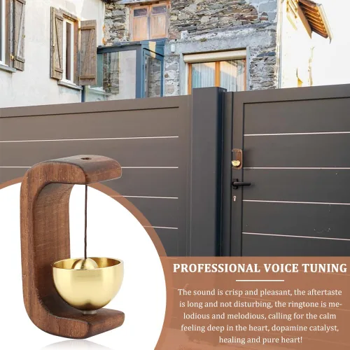 Miniatura 6 de Campana magnética para puerta, timbre de madera con sonido fuerte para apertura de puerta de negocios, campanilla de latón, timbre de puerta