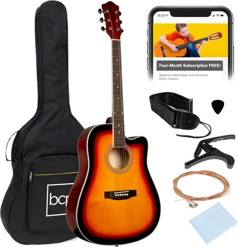 Miniatura 12 de Best Choice Products Guitarra Acústica para Principiantes de 41 Pulgadas, Tamaño Completo, Toda de Madera con Cutaway, Juego de Inicio con Funda