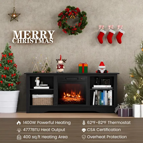 Miniatura 2 de SIMOE Soporte de TV eléctrico con chimenea para televisores de hasta 65 pulgadas, consola de TV moderna de 58 pulgadas con chimenea de 18 pulgadas