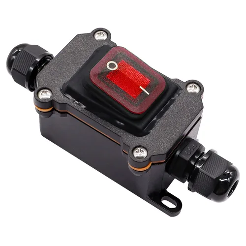 Miniatura 8 de IP67 Interruptor de línea impermeable en línea 16A/250V 20A/125V CA DPST de 4 pines, 2 posiciones, interruptor de palanca exterior con botón de Verde