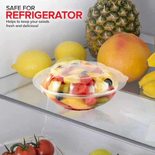 Miniatura 7 de Stock Your Home Cuencos de Ensalada de Plástico Transparente de 18 oz con Tapas Desechables (Paquete de 50) Mini Recipiente para Llevar con Tapa a