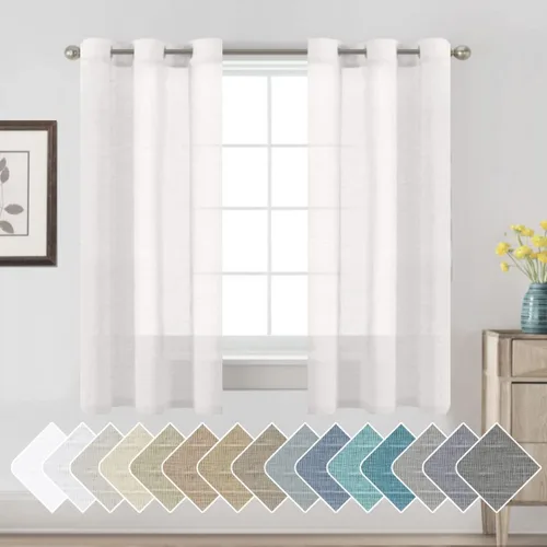 Miniatura 129 de H.VERSAILTEX Cortinas de 96 pulgadas de largo, cortinas de lino/cortinas transparentes de mezcla de lino natural/paneles/cortinas para sala