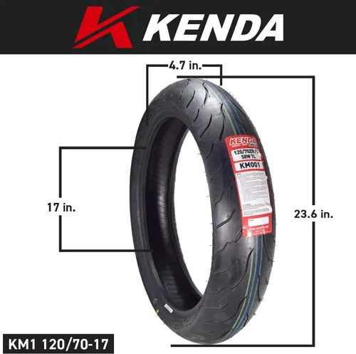 Miniatura 2 de Kenda KM1 (KM001) 120/70ZR17 Neumático delantero para motocicleta Sport Touring 58W - Neumático radial con estabilidad a alta velocidad y excelente