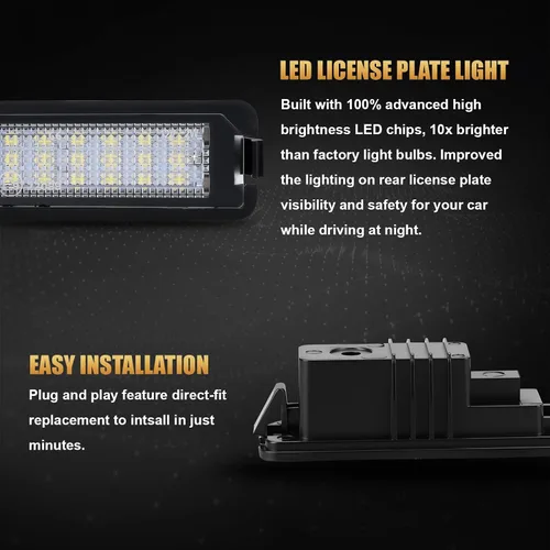 Miniatura 7 de D-Lumina Luces LED para matrícula, montaje de lámpara para Volkswagen VW Golf GTI MK4 MK5 MK6 MK7 CC Rabbit Polo EOS Phaeton Beetle Passat Scirocco