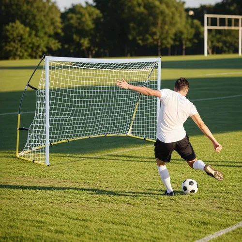 Miniatura 8 de Portería de fútbol de 8 x 5 pies para patio trasero, portería de fútbol portátil con bolsa de transporte, estacas en forma de U y cuerdas elásticas