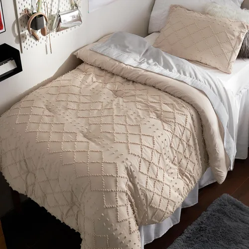 Miniatura 32 de Bedsure Juego de Edredón Tamaño Twin – Edredón beige, ropa de cama Boho con mechones estilo shabby chic para niños, juego de ropa de cama vintage