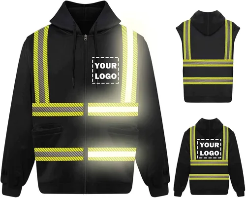 Chaqueta con capucha de seguridad reflectante de alta visibilidad con mangas extraíbles Hi Vis Ropa de trabajo de protección al aire libre unisex