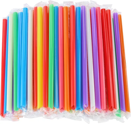 300 popotes Boba de batido de varios colores, desechables, de boca ancha, grandes, envueltos individualmente (0.43 pulgadas de ancho x 9.45 pulgadas