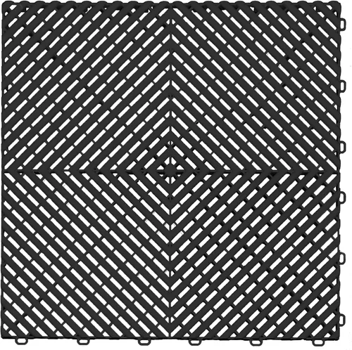 Swisstrax Ribtrax PRO Azulejos Entrelazados para Piso de Garaje, 15.75 x 15.75 Pulgadas, Negro Azabache, Juego de 24 Piezas