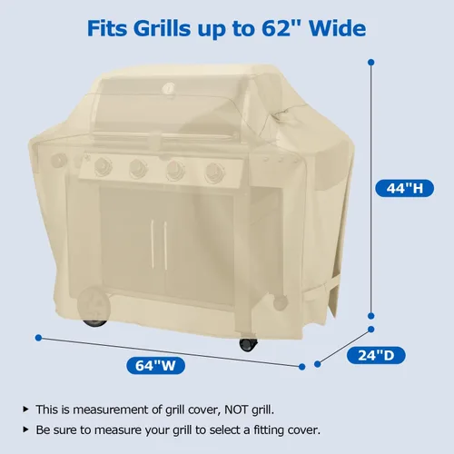 Miniatura 2 de SunPatio Funda para barbacoa de 64 pulgadas para exteriores, resistente al agua, para parrilla de gas, protector de parrilla de propano resistente