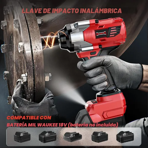 Miniatura 3 de DIYtoolifz Llave de impacto inalámbrica de 1/2" Compatible con batería Milwaukee de 18V, controlador de impacto de alto par de 1000 pies-libra