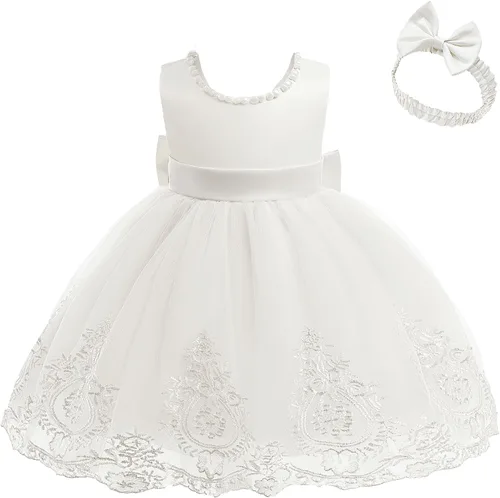 Miniatura 2 de NSSMWTTC 6M-7T Vestido de concurso sin espalda para bebé, vestido de tutú para niñas pequeñas, vestidos de flores con gorro