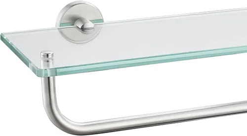 Miniatura 35 de JQK Estantería de baño de vidrio bronce, estante con toallero de 15 pulgadas de vidrio templado, almacenamiento para ducha de 16 por 5 pulgadas