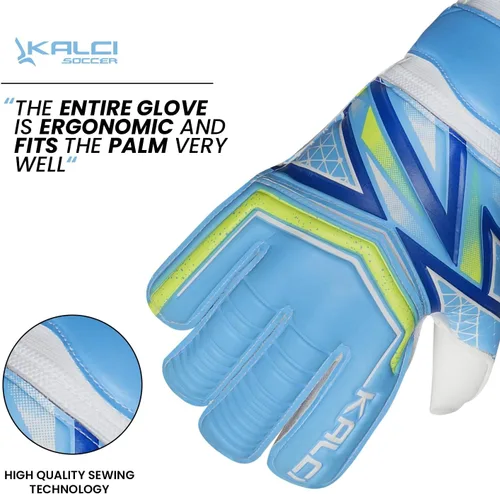 Miniatura 6 de Kalci Guantes de portero de fútbol con acolchado de espuma de látex para niños/adultos, protección de dedos transpirables, guantes de portero