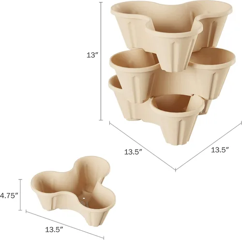 Miniatura 2 de Pure Garden - Juego de 3 macetas apilables de 3 niveles que ahorran espacio, macetas verticales para hierbas y verduras para interiores y exteriores