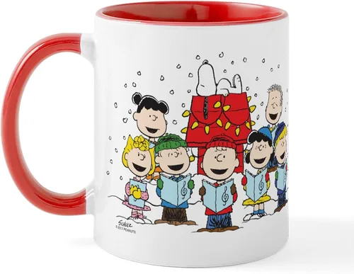 Miniatura 24 de CafePress Peanuts Gang Christmas Taza de Café de Cerámica de 11 oz (325 ml)