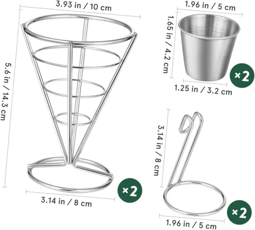 Miniatura 2 de Hemoton Soporte para papas fritas con 2 platos de inmersión, exhibición de pollo frito para fiestas, patio trasero, aperitivos