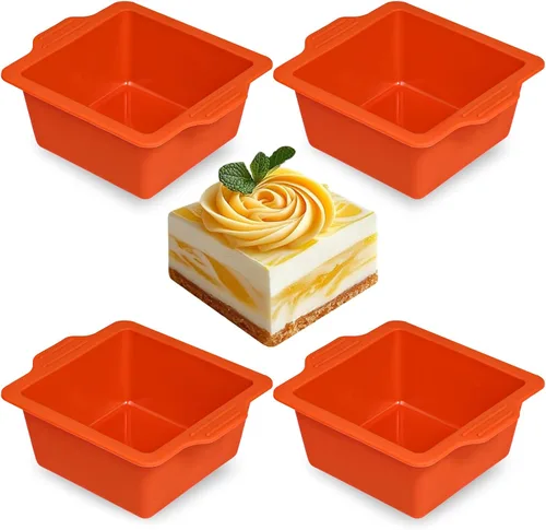 Webake Moldes cuadrados de silicona de 4 pulgadas, moldes de silicona cuadrados antiadherentes para hornear, cubitos de hielo, gelatina, jabón, sin