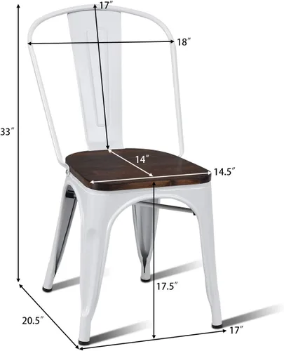 Miniatura 3 de RELAX4LIFE Juego de 4 sillas apilables de metal con respaldo para patio interior y exterior, bistró, cafetería, bar, restaurante, sillas de metal