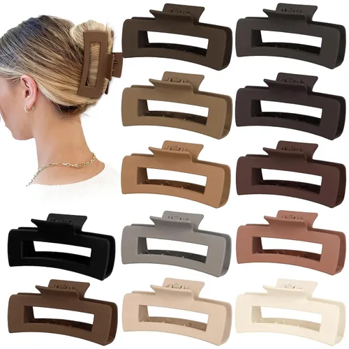 Miniatura 10 de Sisiaipu Accesorios para el cabello grandes de 4.1 pulgadas, 12 pinzas cuadradas grandes para cabello grueso, clips a granel jumbo para mujeres