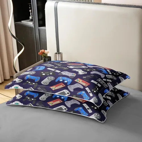 Miniatura 5 de Erosebridal Juego de funda de edredón 100% algodón con estampado de consola de videojuegos, funda de edredón moderna para niños, adolescentes