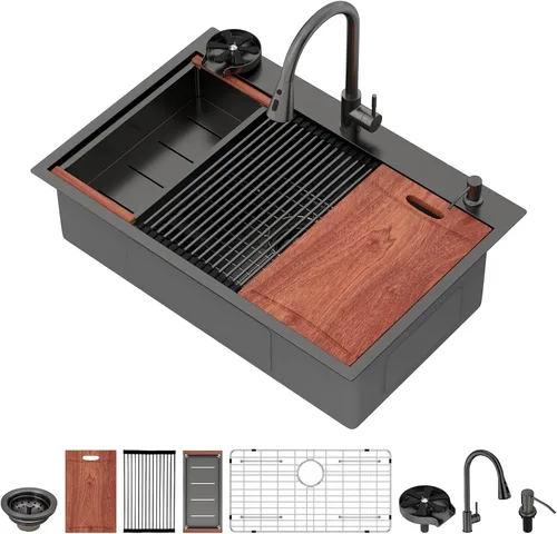 Miniatura 30 de Fregadero de cocina para exteriores, 21 x 20 pulgadas, fregadero de barra para exteriores, fregaderos de cocina de acero inoxidable de montaje