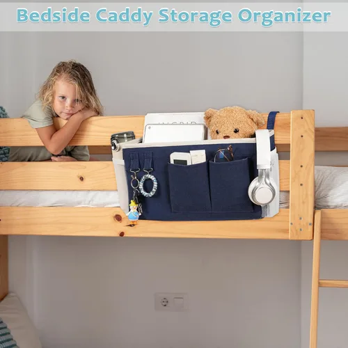 Miniatura 6 de Loghot - Organizador colgante para literas y camas de hospital, para dormitorio, baranda de cama, se pueden colocar lentes, libros, teléfonos 1