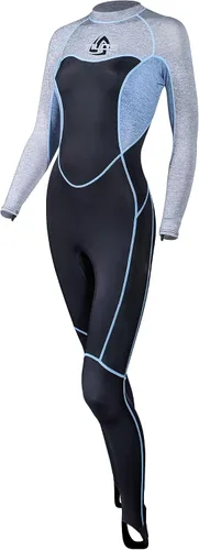 Tilos Traje de piel de licra de cuerpo completo - Cobertura de cuerpo completo Protección UV para mujeres jaspeado (Heather marine)