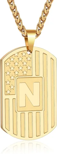 Miniatura 40 de Bellino Regalos de graduación – Collar con letra inicial de la A a la Z para hombres, niños, adolescentes, acero inoxidable, bandera estadounidense