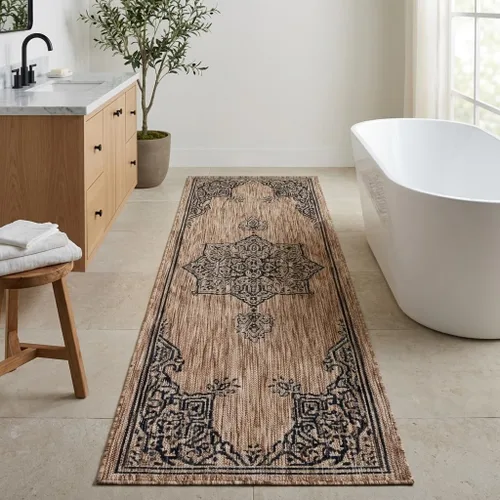 Miniatura 54 de Unique Loom Outdoor Traditional Collection - Alfombra de área antigua (4 pies 1 pulgada x 6 pies 1 pulgada, rectangular, beige y negro)