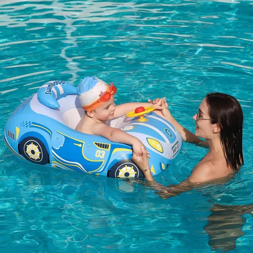 Miniatura 5 de Flotador de piscina para bebé, flotadores 3D para niños pequeños de 1 a 2 años, flotadores de piscina para bebés de 6 a 12 meses, flotadores de azul