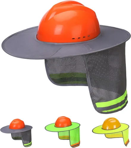Miniatura 13 de UNCO - Casco de Sombrero Duro con Protector Solar, 1 Paquete, Amarillo, Visera Completa y Estándar de Malla Reflectante de Alta Visibilidad