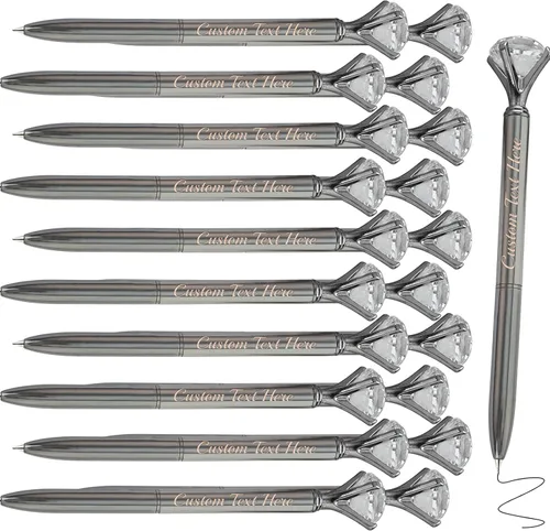 Miniatura 31 de Aolun 10 bolígrafos de diamantes con cristal personalizados a granel, bolígrafo de metal personalizado con nombre grabado, regalos de texto