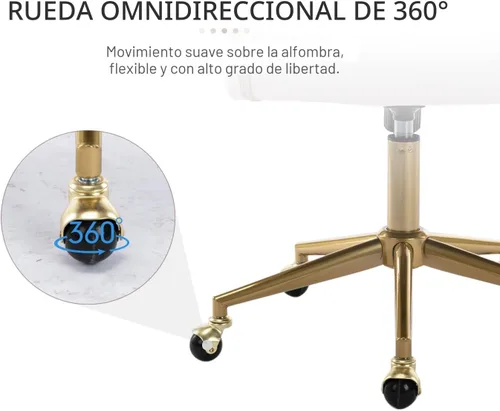 Miniatura 7 de Nrizc Silla de escritorio de oficina de terciopelo, sillas de escritorio tapizadas para oficina en casa con ruedas giratorias ajustables, silla