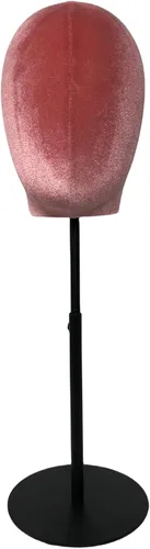 Miniatura 8 de Adjustable Black Base Velvet Female Mannequin Head Belle for Hat Wig Jewelry Earring Scarves Display Hat stand Wig stand (Grey*black round base)