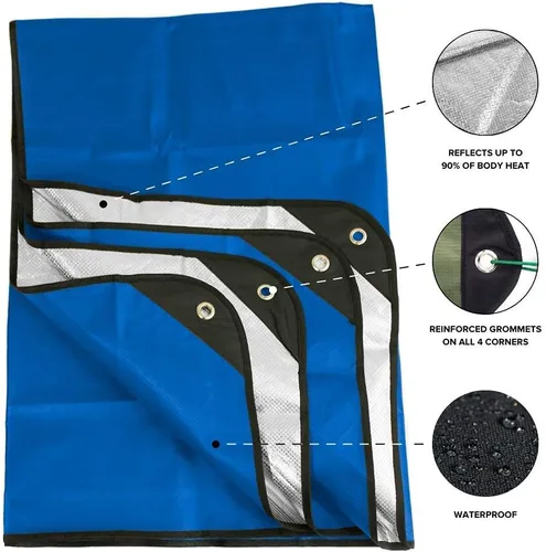 Miniatura 2 de Arcturus Manta de supervivencia resistente – Lona reflectante térmica aislada – 60 x 82 pulgadas. Manta de emergencia reutilizable para todo