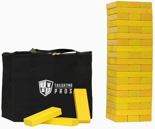 Miniatura 7 de Tailgating Pros Maderas Gigantes Premium que se Derrumban con Estuche de Transporte – ¡Elige los Colores de tu Equipo! Juego Gigante para Patio al