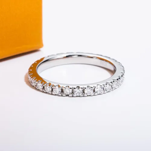 Miniatura 4 de Anillos de Eternidad de Moissanita 1cttw Color D Claridad VVS1 Corte Redondo Brillante Plata de Ley S925 Apilables Bandas de Boda y Aniversario