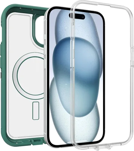 Miniatura 4 de OtterBox Funda transparente para iPhone 16e, 15, 14 y 13 Defender Series XT - Terciopelo Evergreen (transparente), sin pantalla, resistente, se