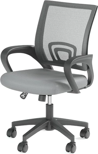 Miniatura 15 de Silla de oficina ergonómica, silla de escritorio de malla con respaldo medio, silla de computadora, color negro Soporte lumbar, modo oscilante