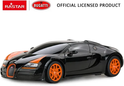 Miniatura 2 de RASTAR Auto RC 1:24 Bugatti Veyron 16.4 Grand Sport Vitesse Radio Control Remoto Racing Toy Car Model Vehicle, Negro/Naranja