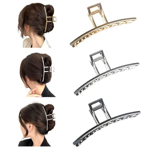 Paquete de 3 pinzas de metal grandes para cabello grueso y largo, pinzas de pelo extra grandes de 5.3 pulgadas para mujeres, pinzas de plátano,